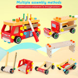 Wooden Montessori Toy Truck | Workbench | Wooden Tools Playset | 62pcs | 36m+