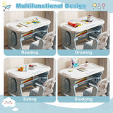 Height-adjustable children’s table with 49, 53 and 57 cm settings