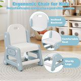 Ice blue kids table and chair set with five drawing pens and eraser