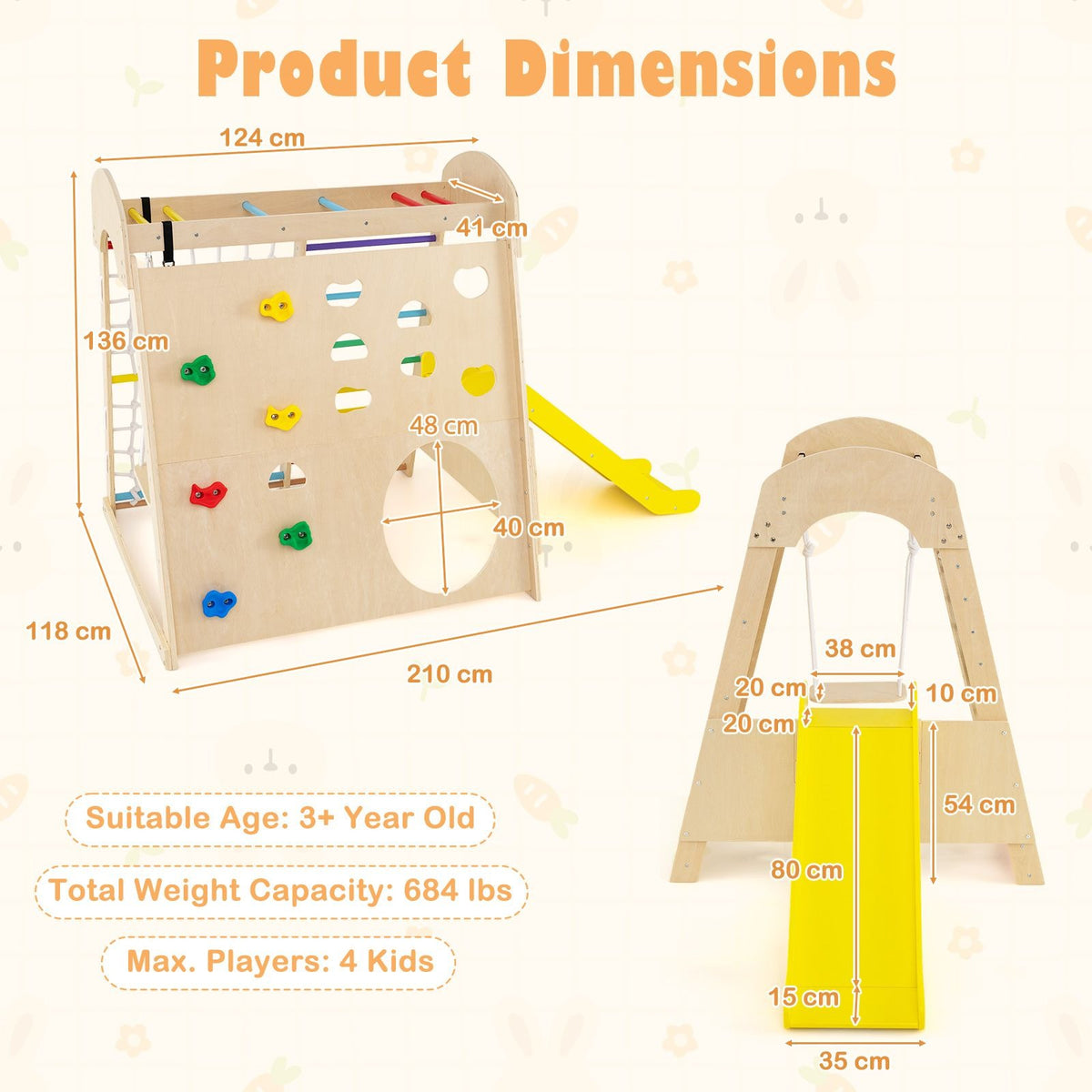 9-in-1 Eco Indoor Jungle Gym | Wooden Swing & Slide Set | 36m+ – www ...