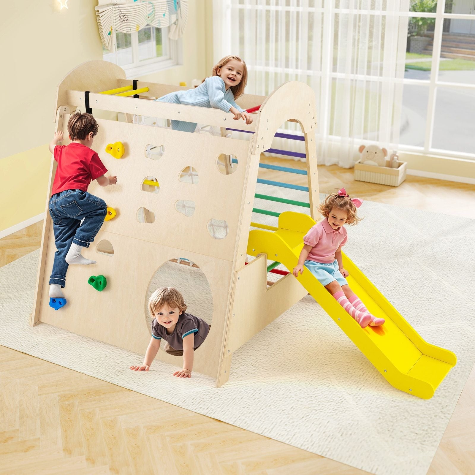 Gym Playroom Swing Indoor Swing For Kids 8-in-1 Jungle Gym Playset