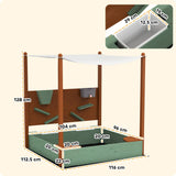 This childrens sandpit measures 128cm high x 112.5cm deep x 116cm wide
