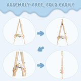 Kids Montessori Height Adjustable Folding Wooden Easel | Whiteboard, Blackboard & Paper Roll | Storage Tray | 3-10 Years+