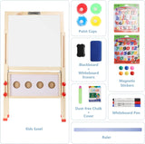 Montessori Höhenverstellbare klappbare Holzstaffelei | Magnetisches Whiteboard, Tafel und Papier