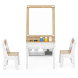 Kids Art & Craft Table and 2 Chairs Set with Easel & Paper Roll