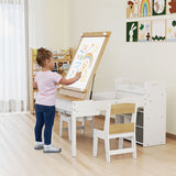 Kids Art Craft Table and Chairs Set | Flip-up Easel & Storage  | White