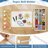 Grey and natural kids art table and chairs set with easel