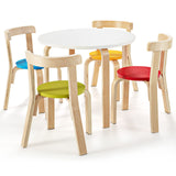 Childrens Eco Poplar & Birch Wood Round Table and 4 Ergonomic Chairs | 4 colour options