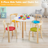 Childrens Eco Poplar & Birch Wood Round Table and 4 Ergonomic Chairs | 4 options