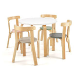 Childrens Eco Poplar & Birch Wood Round Table and 4 Ergonomic Chairs | 4 colour options