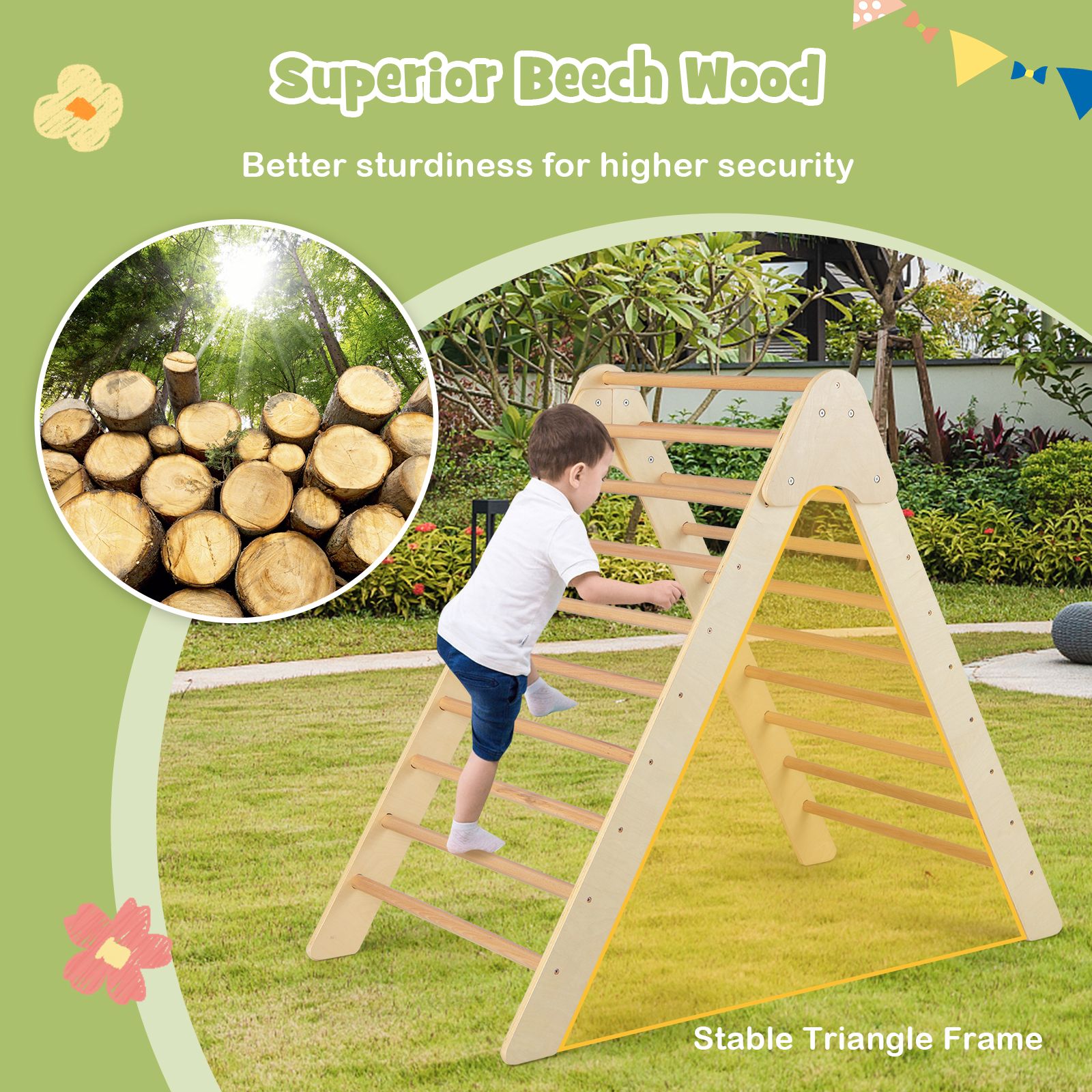 pikler dreieck zelt 3-in-1 Montessori Pikler Dreieck aus Öko-Holz | Spielzelt mit Matte
