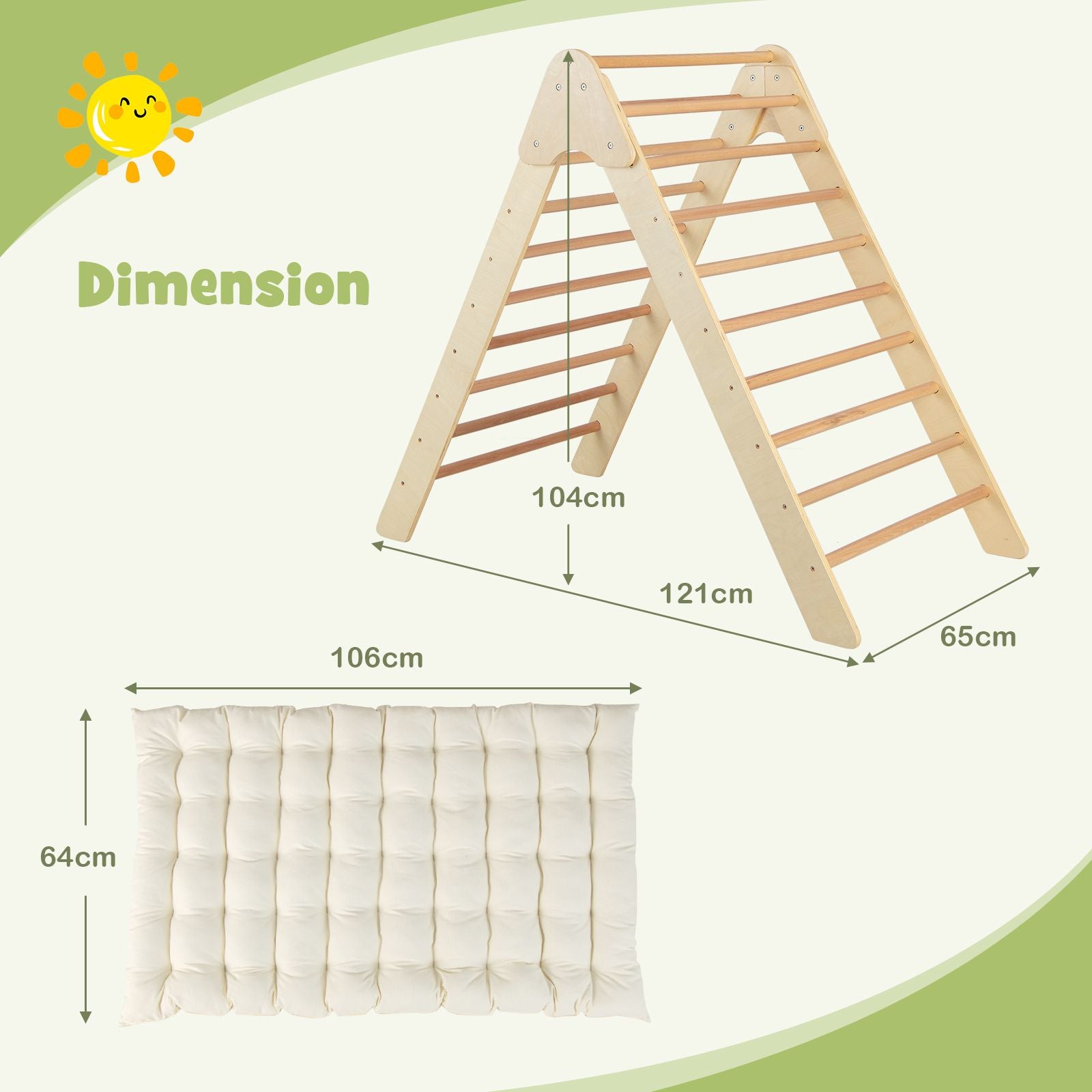 pikler dreieck zelt 3-in-1 Montessori Pikler Dreieck aus Öko-Holz | Spielzelt mit Matte
