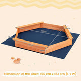 XXL Premium Hexaganol Eco Wood Montessori Sandpit with FREE Base Liner and Thick Waterproof Cover | 1.86 by 1.63 metres