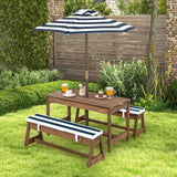 Blue| Kids Picnic Table with Cushions and
