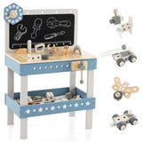 Blue wooden toy workbench 