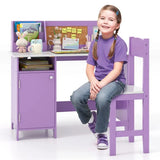 Scratch Resistant Kids Desk | Childrens Desk with Storage | Hutch Desk with Ergonomic Spine Supporting Chair | Purple