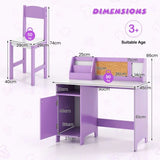 Anti-Scratch Kids Desk | Childrens Desk with Storage | Hutch Desk complete with Ergonomic Spine Supporting Chair | Purple