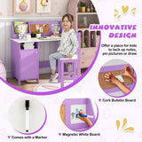 Anti-Scratch Kids Desk | Childrens Desk with Storage | Hutch Desk with Ergonomic Spine Supporting Chair | 3 Years plus