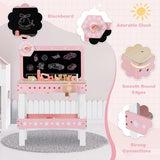 Pink kids’ construction workbench with hammer, wrench and screwdriver