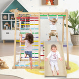 Eco Conscious Wooden 6-in-1 Indoor Jungle Gym | Kids Playground Climber Playset | 12m plus | Multicoloured