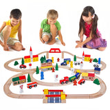 Deluxe Eco-Conscious 100 Piece Large Wooden Train Set | Design Your Own Tracks | 3 Years+