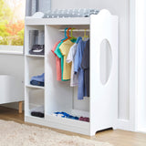 children’s dressing up rail with storage shelves
