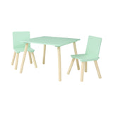 Wooden kids table and chair set with pastel green finish

