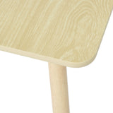 Close-up of the kids natural wood table with a white background