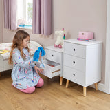 Montessori Modern Bedside Drawers | Children's Toy Storage in White with Pine Legs