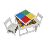 kids craft and play table with storage bins

