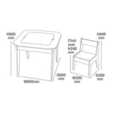 sage green lego building table with two chairs
