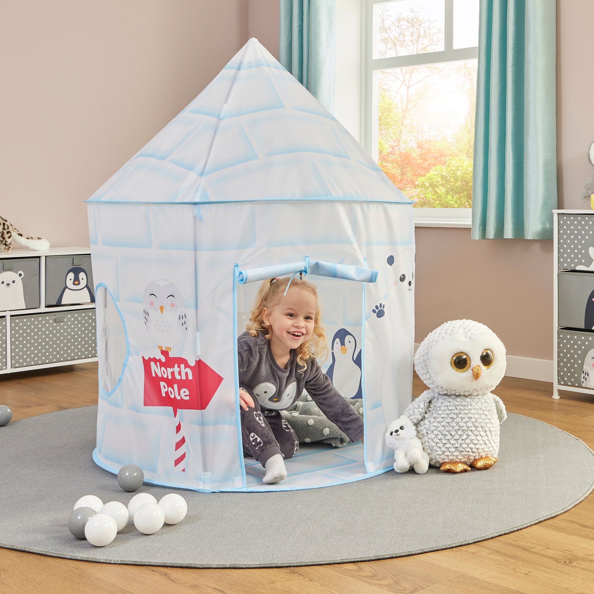 Autismusfreundliches Kinder-Pop-up-Spielzelt mit arktischen Tieren | Tasche