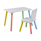 Rainbow Table and Chair & Bookshelf Set | White & Pink Kids Furniture Bundle
