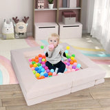 9 Piece Montessori Modular Soft Play Set | Foam Blocks | Sofa Chair | baby Ball pit | Beige