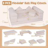 9 Piece Montessori Modular Soft Play Set | Foam Blocks | Sofa Chair | baby Ball pit for home | Beige