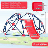 Escalador de cúpula geométrica con tobogán y tela RojoInfantil XL resistente al óxido Interior | Cúpula de columpio Montessori para exteriores con tobogán | 3-12 años Rojo