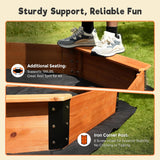 Wooden sandpit with liner and protective cover