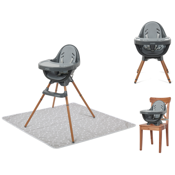 5-in-1 Grow-with-me Baby High Chair | 5-Point Harness | Booster Seat | Low Chair | Graphite Grey | 6m - 5 Years