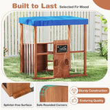 Kids outdoor pretend play fuel station with chalkboards