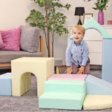 Ekstra stort 11 dele Montessori Soft Play udstyr | Climb & Slide Foam Legesæt | Pastellfarver | 6 måneder op