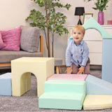 Extra stor 11 delar Montessori Soft Play Utrustning | Climb & Slide Foam Play Set | Pastellfärger | 6 månader upp