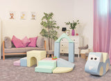 XL 11 Piece Montessori Soft Play Equipment | Climb & Slide Foam Play Set | Pastels | 6m+