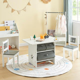 Montessori Scratch-resistant Table & 2 Chairs Set | Large Storage Drawers | White & Grey