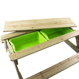 High Quality Montessori 4-in-1 Eco Wooden 4 Seater Picnic Bench, Water Station, Sandpit & Mud Kitchen + Lid | 3 Years and up