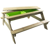High Quality Montessori 4-in-1 Eco Wooden 4 Seater Picnic Bench, Water Station, Sandpit & Mud Kitchen + Lid | 3 Years Plus