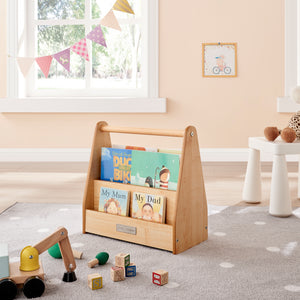 Little Helper Montessori Small Bookcase | Kids Mini Bookcase | Portable Book Shelf | Double Sided | Bookshelf | Natural Finish