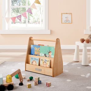 Little Helper Montessori Portable BookCase | Double Sided | Kids Book shelf | Natural Finish