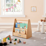 Librería portátil Little Helper Montessori | Doble cara | Estantería para libros para niños | Acabado Natural