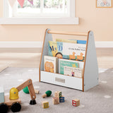 Little Helper Montessori Small Bookcase | Kids Mini Bookcase | Portable Book Shelf | Double Sided | Bookshelf in White