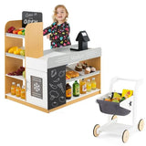 Wooden Pretend Play Grocery Store | Shopping Trolley & Cash Register | 3 Years+